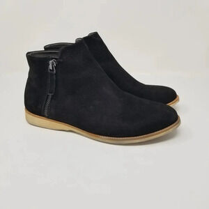 Rollie Side Zip Black Nubuck Leather Booties 6